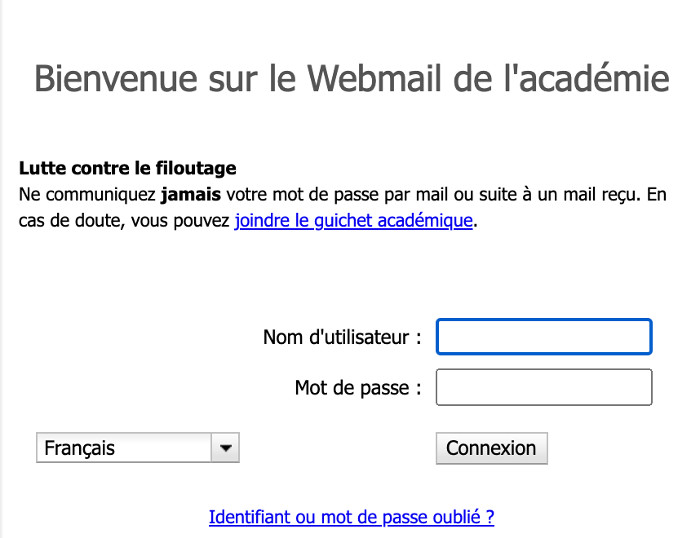Connexion à webmail.ac-grenoble.fr : convergence