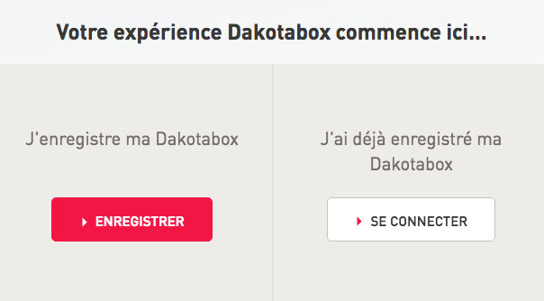 Dakotabox : enregistrer son coffret cadeau dakotabox.fr