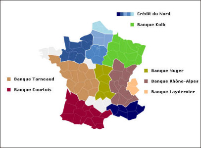 Groupe Crédit du Nord : les banques du groupe (Courtois, Kolb, Laydernier, Nuger, Rhône-Alpes, Tarneaud, SMC et Crédit du Nord)