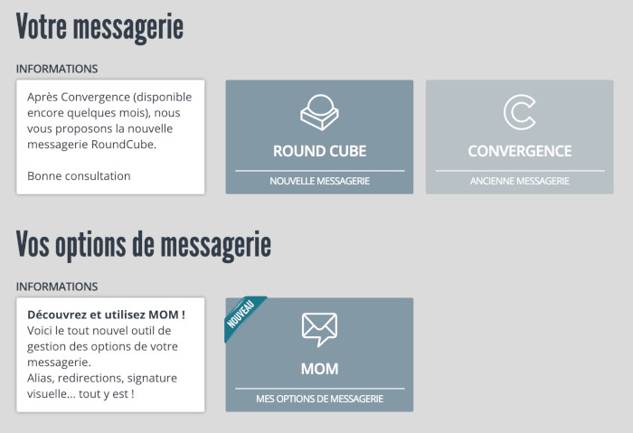 Option webmail Aix Marseille : converge et round cube