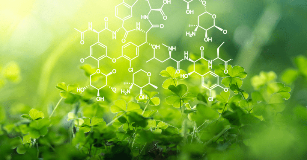 Arrière-plan végétal avec structure de biochimie