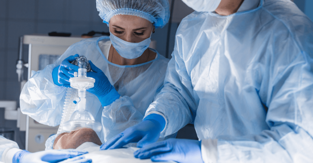 Anesthésie d'un patient dans un bloc opératoire